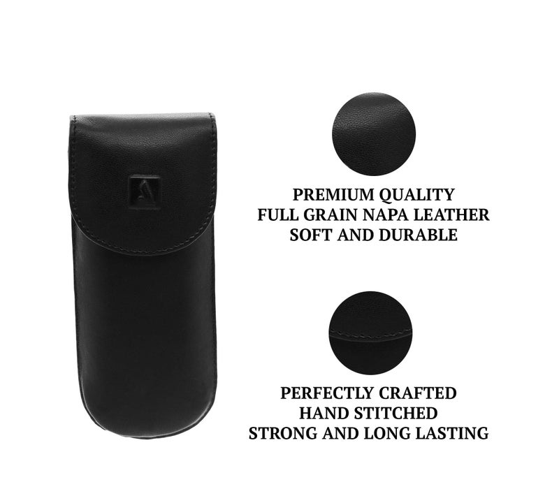 Adamis Genuine Leather Hard Shell Men And Women Spectacle Holder, Convertible To Soft And Flexible Spectacle Pouch With Removable Leather Shell. Durable For Sunglass, Reading Glasses. Size 7 x 16 cm - Image 2