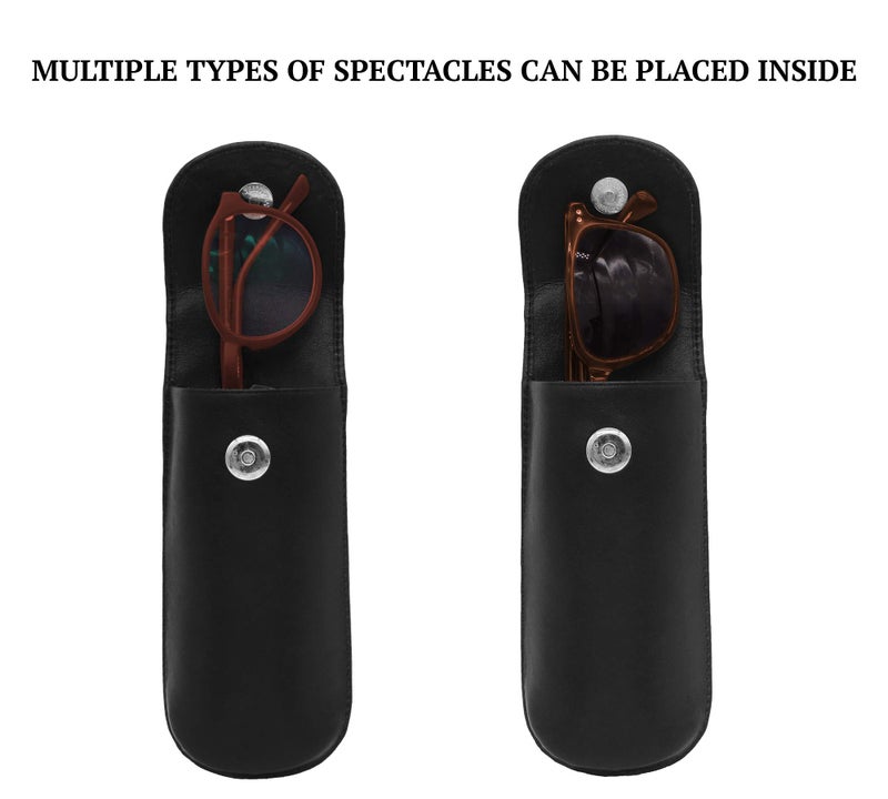 Adamis Genuine Leather Hard Shell Men And Women Spectacle Holder, Convertible To Soft And Flexible Spectacle Pouch With Removable Leather Shell. Durable For Sunglass, Reading Glasses. Size 7 x 16 cm - Image 5