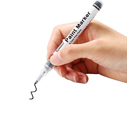 TZARROT White Paint Pen, 8 Pack 0.7mm Acrylic Paint Pens with 2 White 2 Black 2 Gold 2 Silver Permanent Marker for Wood Rock Fabric Metal Plastic Ceramic Acrylic Markers Extra Fine Tip - Image 5