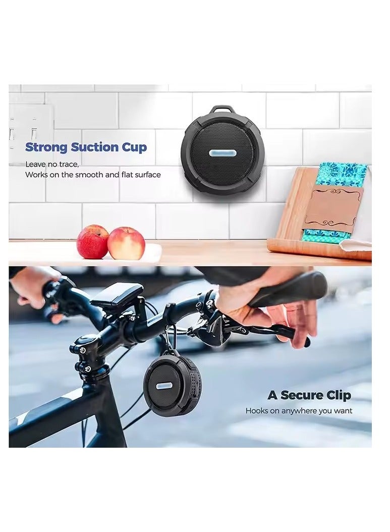 Outdoor Portable Bluetooth Speaker,C6 Wireless Bluetooth Speaker,  with Microphone USB, Outdoor Sports Suction Cup Mini Speaker, Mobile Phone Car Subwoofer Speaker, IP65 Dustproof and Waterproof, Id