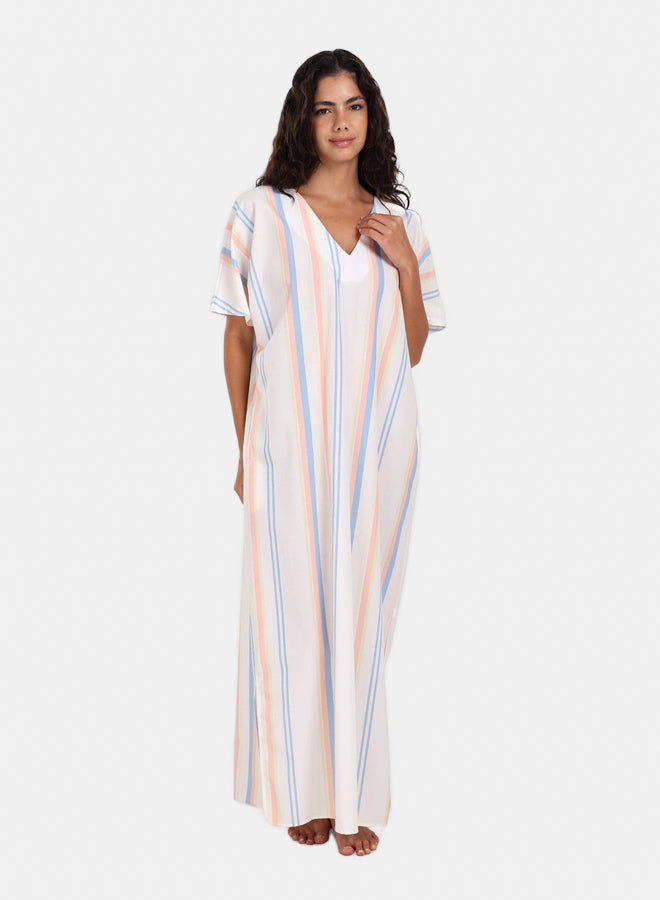 Carina Striped Cotton Nightgown - Image 1