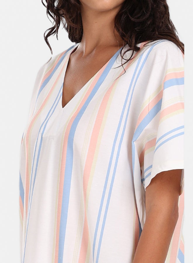 Carina Striped Cotton Nightgown - Image 4
