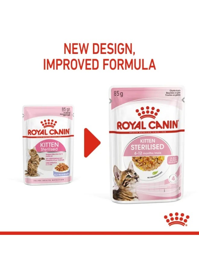 Royal Canin Feline Health Nutrition Kitten Sterilised Gravy Wet Food Pouches 12x85 g - Image 5