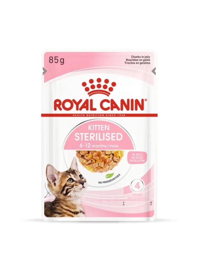 Royal Canin Feline Health Nutrition Kitten Sterilised Gravy Wet Food Pouches 12x85 g - Image 2