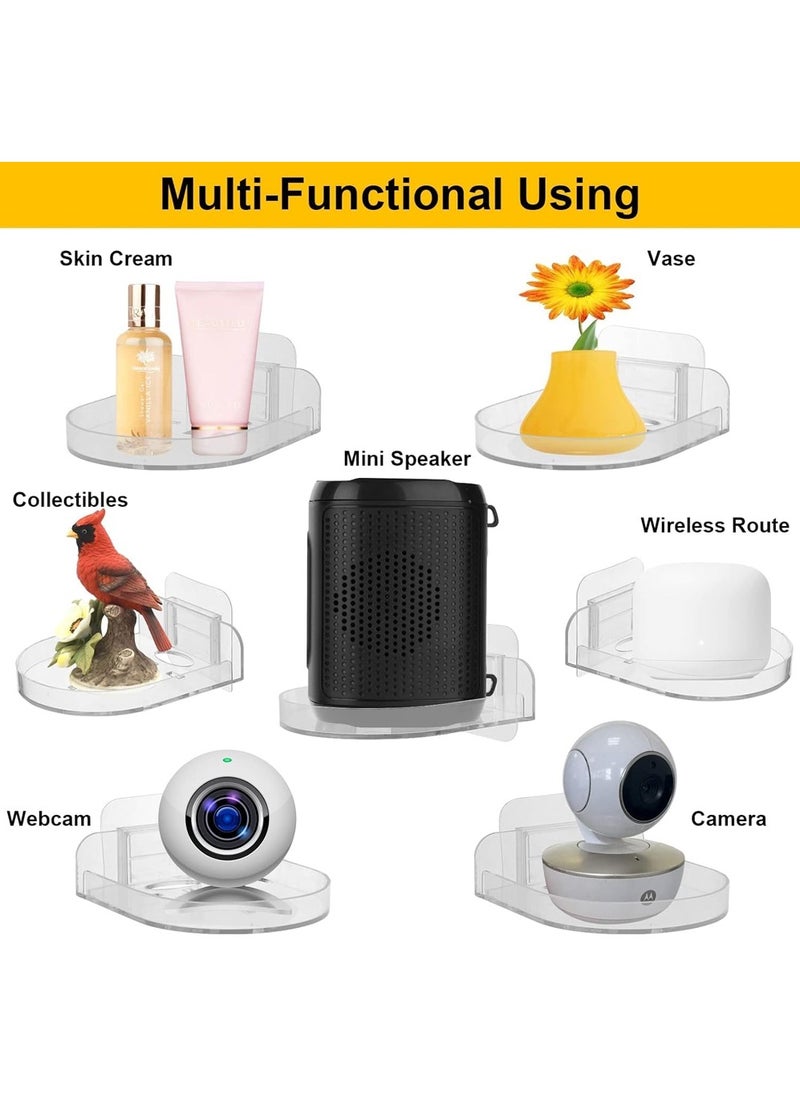 SYOSI 3 Pcs Acrylic Small Wall Shelf, Surveillance Bracket with Adhesive, Mini Floating Wall Shelves for Security Cameras, Webcam, Speakers, Baby Monitors, Easy to Install No Drill,11*9.5*3cm  - Image 3