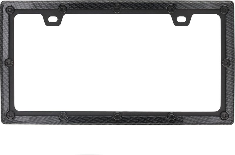 Harrier Hardware إطار لوحة ترخيص السيارة المعدني المصبوب من هارير، أسود من ألياف الكربون يتناسب كل مناخ - Image 1