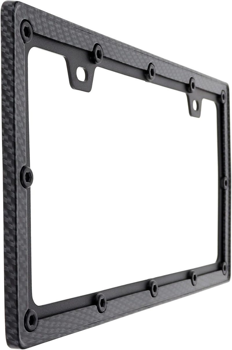 Harrier Hardware إطار لوحة ترخيص السيارة المعدني المصبوب من هارير، أسود من ألياف الكربون يتناسب كل مناخ - Image 3