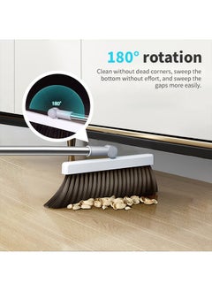 Generic Broom and Dustpan Set, Upright Standing Brooms for Sweeping Indoor, Light Weight Stainless Steel can be Hung on The Wall, Suitable for Pet Hair, Carpet, Floor  - Image 4