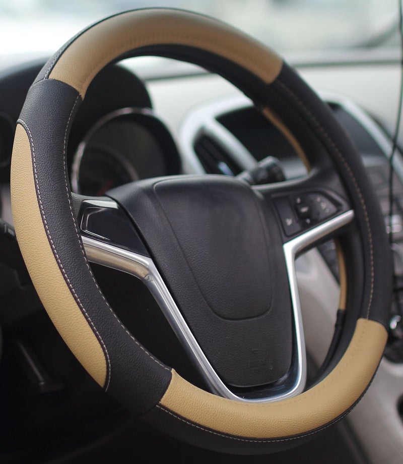 Mayco Bell Car Steering Wheel Cover 15 inch No Smell Comfort Durability Safety (Black Beige) - Image 3