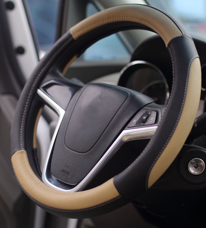 Mayco Bell Car Steering Wheel Cover 15 inch No Smell Comfort Durability Safety (Black Beige) - Image 4