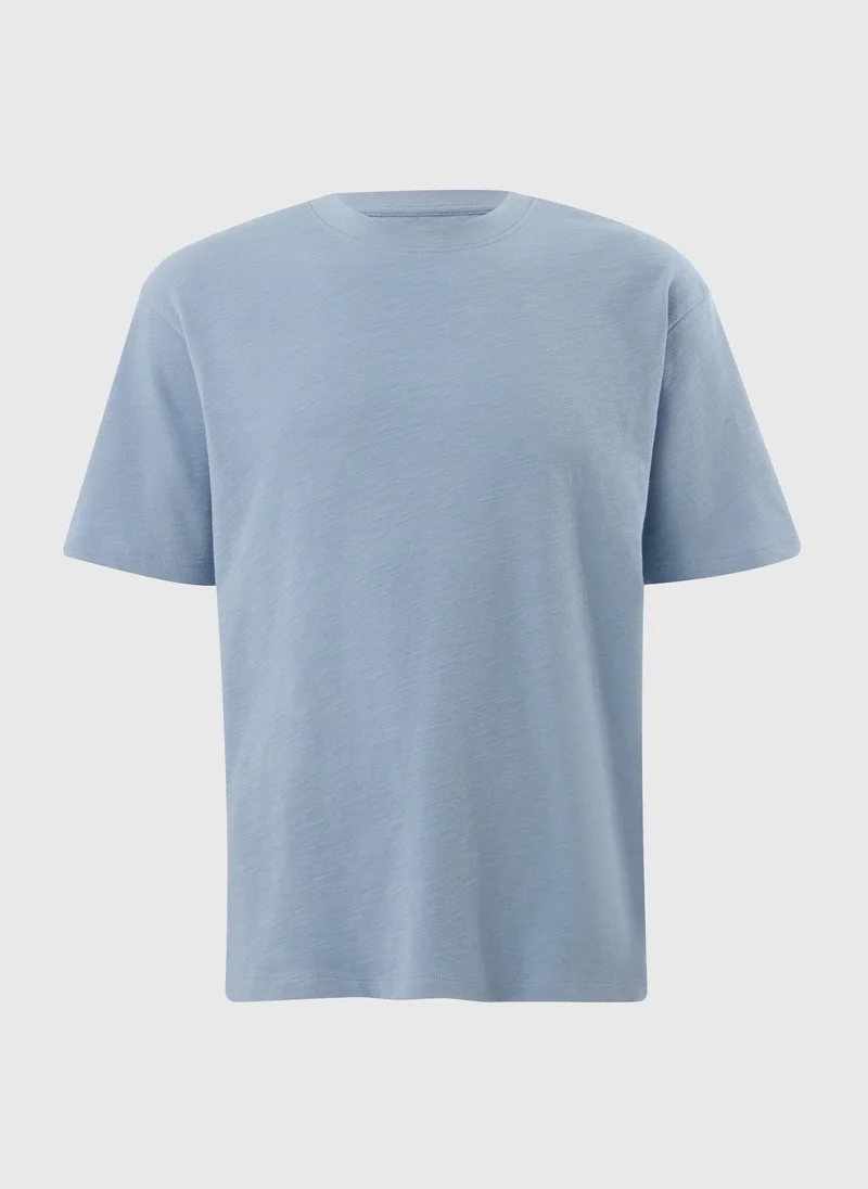 Matalan Blue Plain Slub T-Shirt