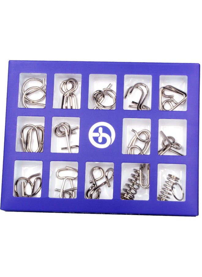 null - Nine-chain Full-suit Intelligence Unblocking Children Primary School Students High IQ Adult Toys Kongming Luban Lock-color:Intellectual Deduction 15 Pieces B - Image 1
