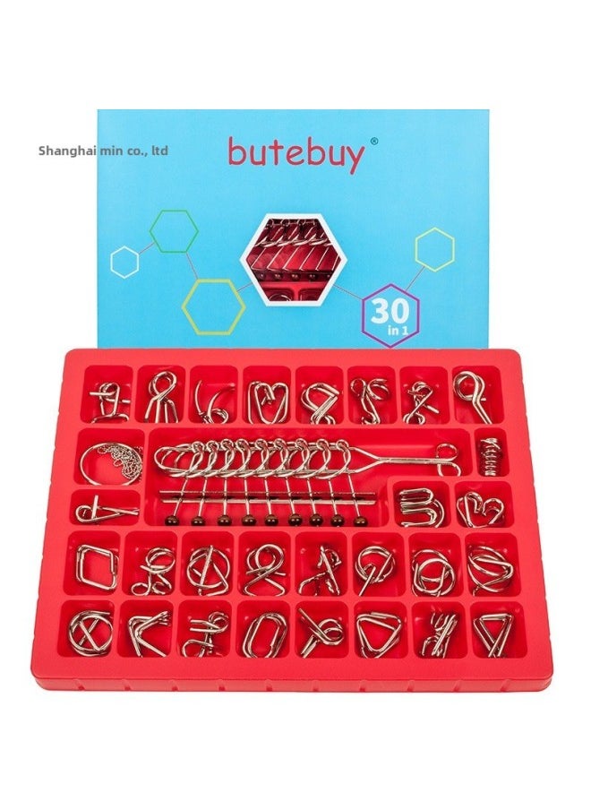 null - Nine-chain Full-suit Intelligence Unblocking Children Primary School Students High IQ Adult Toys Kongming Luban Lock-color:Intellectual Deduction 15 Pieces B - Image 1