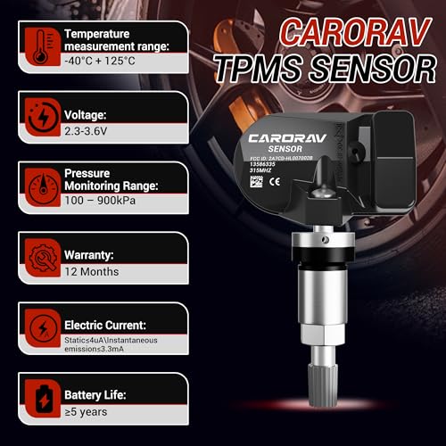 CARORAV 1-Pack Tire Pressure Monitoring System TPMS Sensor Replacement for Chevy Silverado GMC Cadillac Buick Saturn SAAB Replaces 13586335, 13581558, 13598771, 13598772 Pre-Programmed 315MHz - Image 5