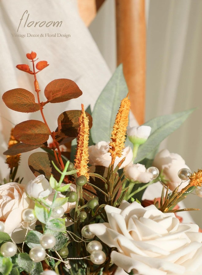 Floroom Artificial Greenery Stems Box Set, 41pcs with 7 Kinds of Faux Flowers Picks for DIY Bridal Bouquets Wedding Floral Arrangement Table Centerpieces, Terracotta & Cream - Image 4