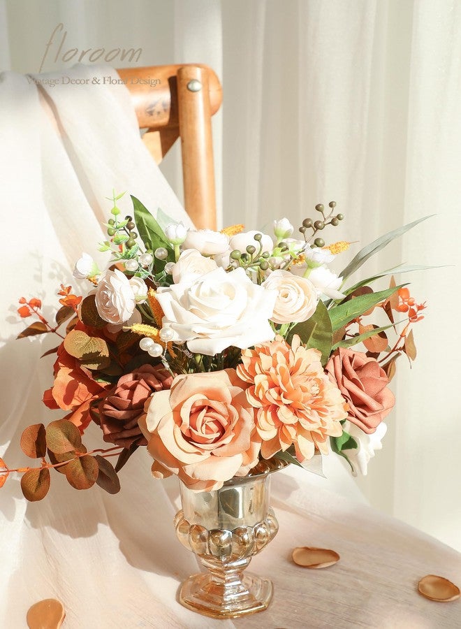 Floroom Artificial Greenery Stems Box Set, 41pcs with 7 Kinds of Faux Flowers Picks for DIY Bridal Bouquets Wedding Floral Arrangement Table Centerpieces, Terracotta & Cream - Image 2