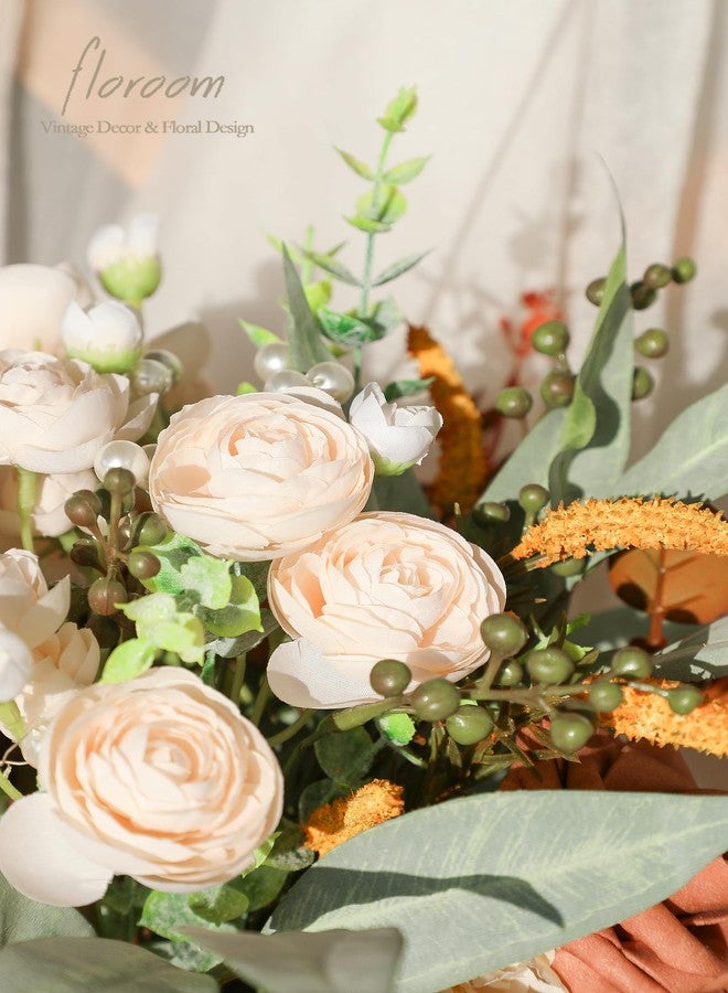 Floroom Artificial Greenery Stems Box Set, 41pcs with 7 Kinds of Faux Flowers Picks for DIY Bridal Bouquets Wedding Floral Arrangement Table Centerpieces, Terracotta & Cream - Image 3