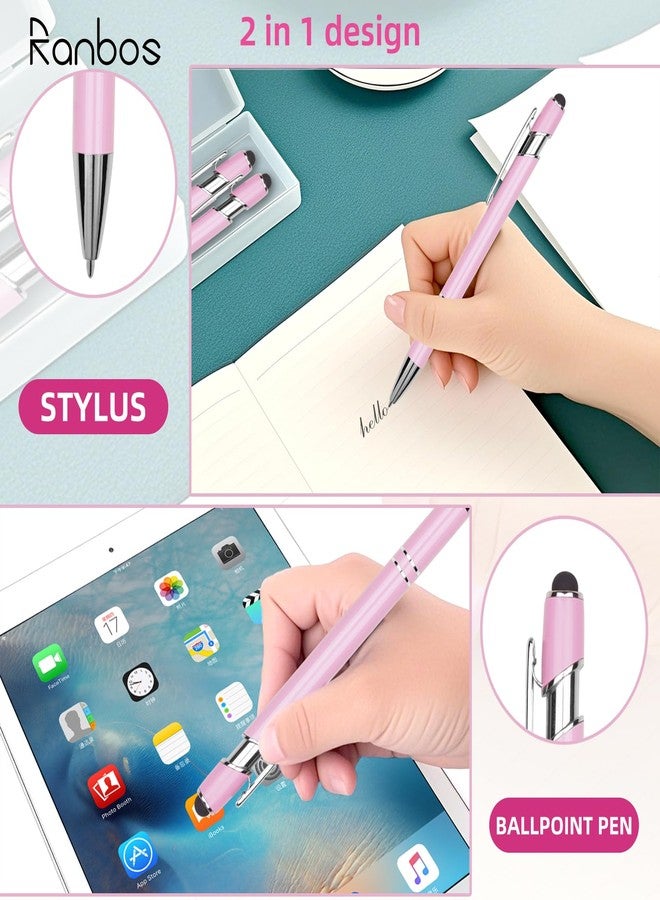 RANBOS Ballpoint Pen Metal Soft Stylus Pen for Touch Screens，Retractable Tactile Turn Pen，Bulk Pens for Gifts Office Essentials，Medium Point，Black Ink (5 Pink) - Image 3