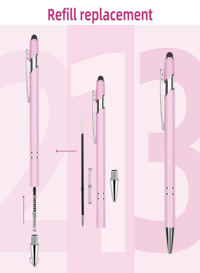 RANBOS Ballpoint Pen Metal Soft Stylus Pen for Touch Screens，Retractable Tactile Turn Pen，Bulk Pens for Gifts Office Essentials，Medium Point，Black Ink (5 Pink) - Image 4