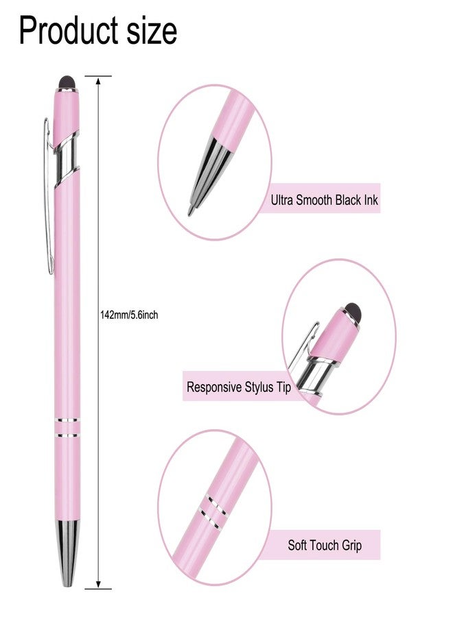 RANBOS Ballpoint Pen Metal Soft Stylus Pen for Touch Screens，Retractable Tactile Turn Pen，Bulk Pens for Gifts Office Essentials，Medium Point，Black Ink (5 Pink) - Image 2