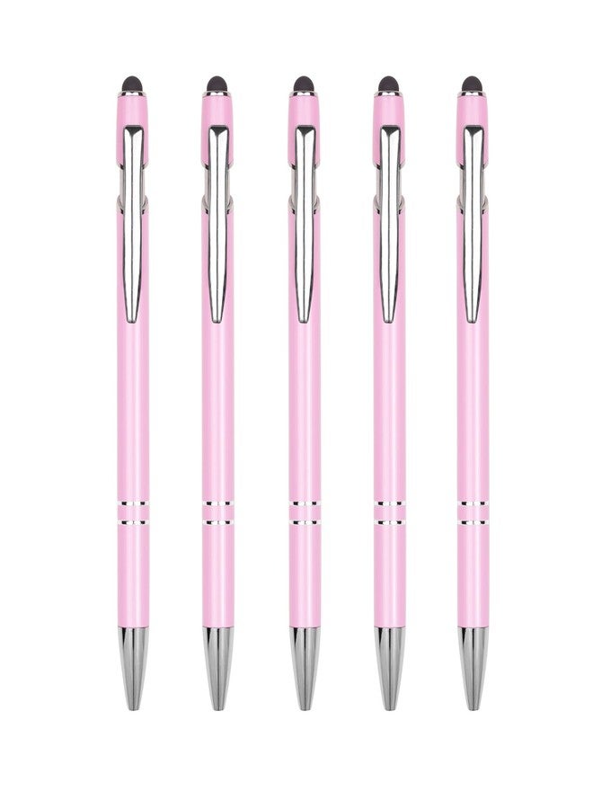 RANBOS Ballpoint Pen Metal Soft Stylus Pen for Touch Screens，Retractable Tactile Turn Pen，Bulk Pens for Gifts Office Essentials，Medium Point，Black Ink (5 Pink) - Image 1