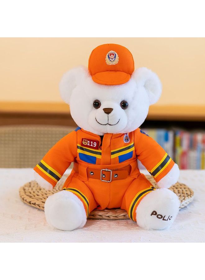 Corn Doll Special Police Bear Police Doll Traffic Police Bear Fire Souvenir Promotional Gifts-Specifications:Rabbit Plush White Fire Protection-Color:25cm  - Image 1