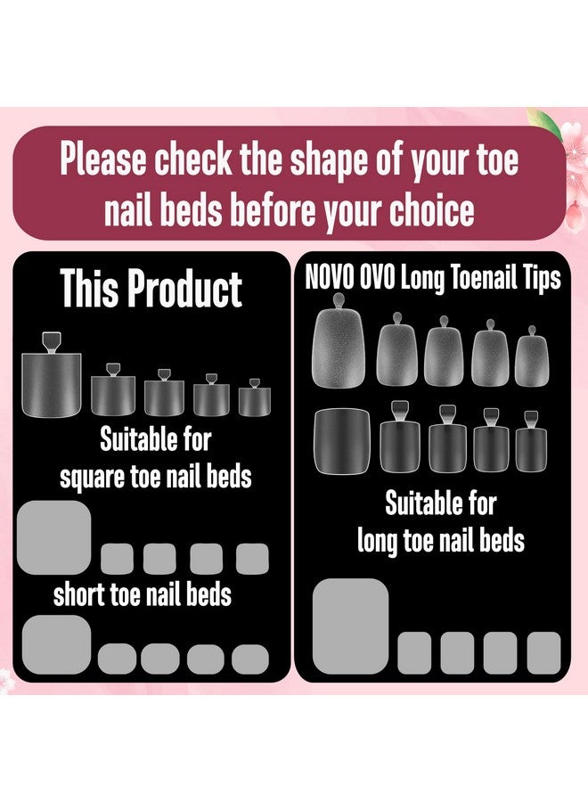 NOVO OVO Sharp Square Toe Nail Tips Press on Full cover, Soft Gel False Toenail Extension Kit, Pre-etched Clear Double Matte Fake Longtoes Claw for Salon DIY Acrylic Pedicure x 15 Sizes 240 Pcs - Image 3