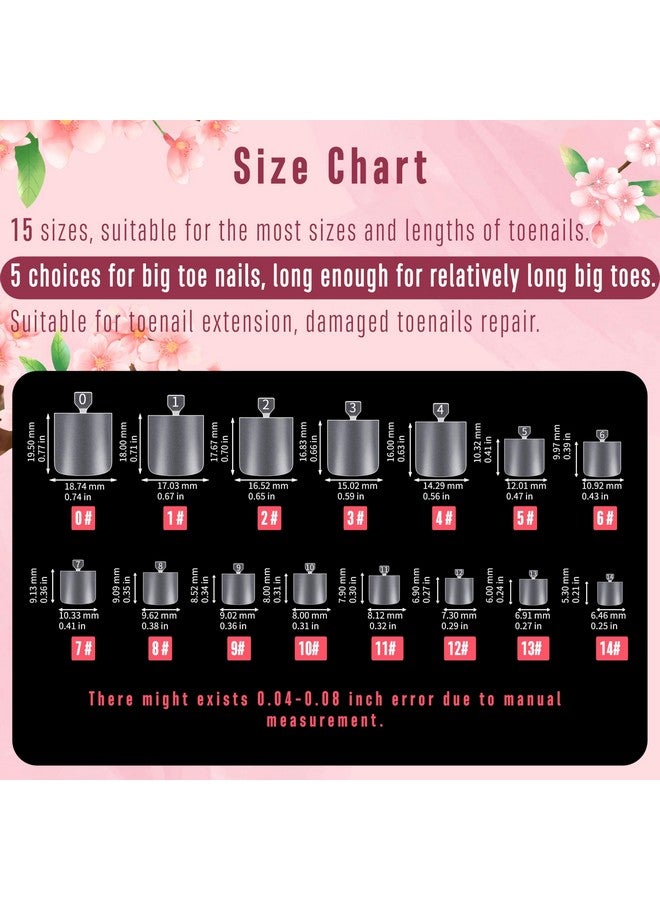 NOVO OVO Sharp Square Toe Nail Tips Press on Full cover, Soft Gel False Toenail Extension Kit, Pre-etched Clear Double Matte Fake Longtoes Claw for Salon DIY Acrylic Pedicure x 15 Sizes 240 Pcs - Image 4
