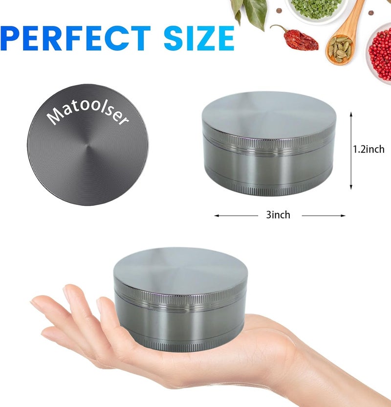 Matoolser 3 Inch Spice Grinder Mills for Kitchen (Gray) - Image 5