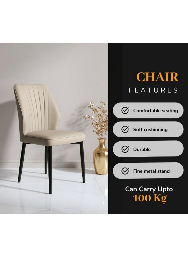 LHFHOMT-7-Pieces Dining Set, (Free Installation) 1 Piece Marble-Look Ceramic Top Rectangular Table With with 6 Upholstered Rexine Chairs Modern Design Furniture for Home, Kitchen, Dining Room, restaurant - Image 5