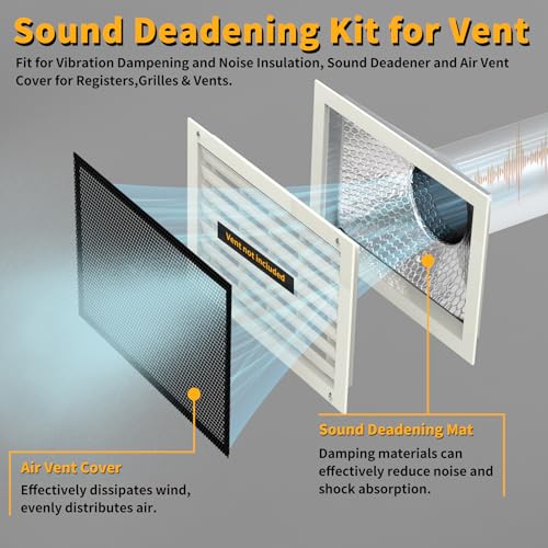 LBG Products Sound Deadening Kit,Sound Deadening Mats and 10 x 14inch Mesh AC Vent Covers for Vibration Dampening Noise Insulation,Sound Deadener and Air Vent Cover for Registers,Grilles & Vents,Black - Image 3
