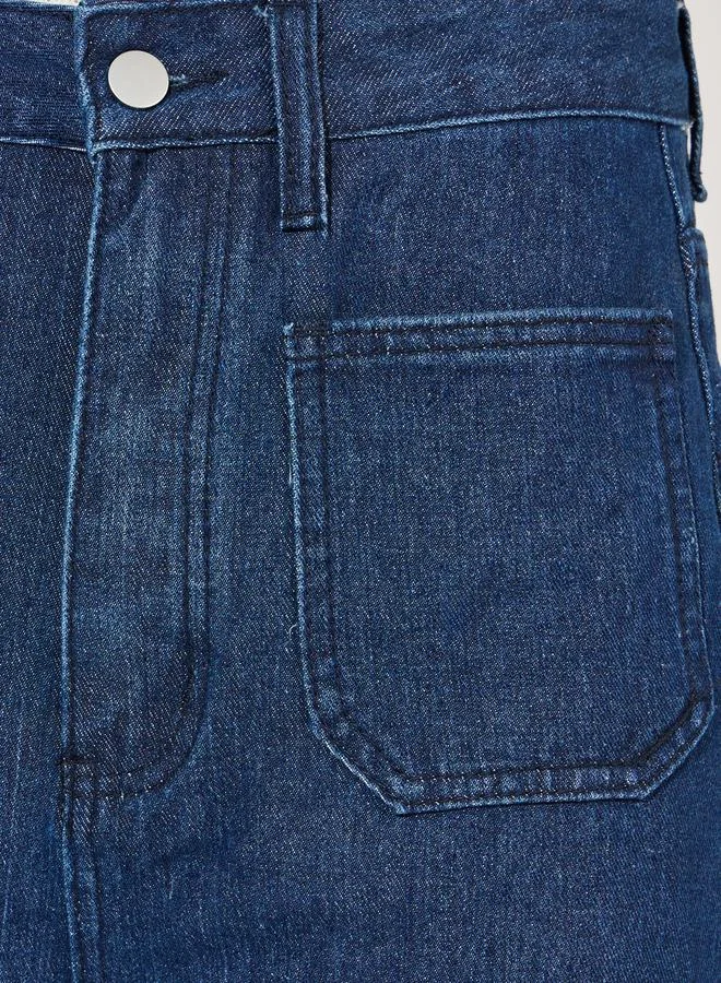 Styli Super High Rise Wide Leg Jeans with Front Pocket