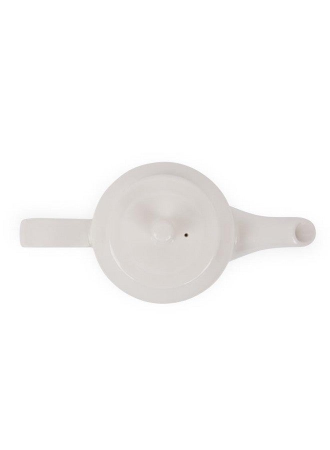 Mirakii White 800 ml 1 Piece Porcelain Ceramic Kettle or Tea, Coffee and Milk Pot with Locking Lid and Handle, Without Strainer - Image 4