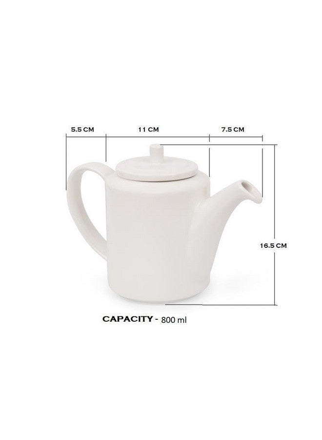 Mirakii White 800 ml 1 Piece Porcelain Ceramic Kettle or Tea, Coffee and Milk Pot with Locking Lid and Handle, Without Strainer - Image 2