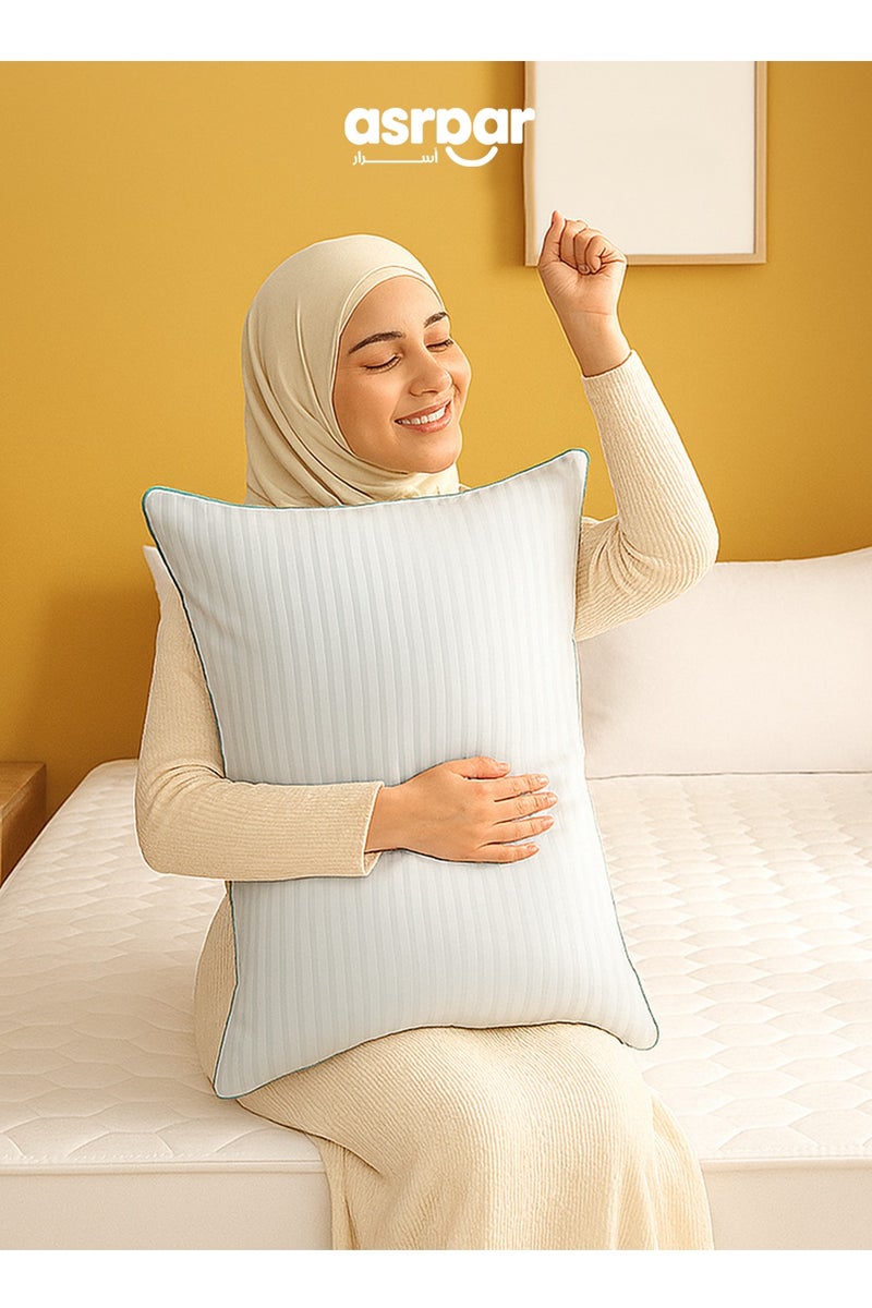 Asraar Cozy Bedroom Starter 4-Piece Set – Includes 1 Stripe Pillow 75 x 50cm, 1 Duvet 160 x 320cm, 1 Bed Sheet 120 x 200cm, and 1 Duvet Cover 160 x 320cm – Perfect for Comfortable Sleep and Modern Home Decor – Standard Size Bedding Essentials  - Image 2