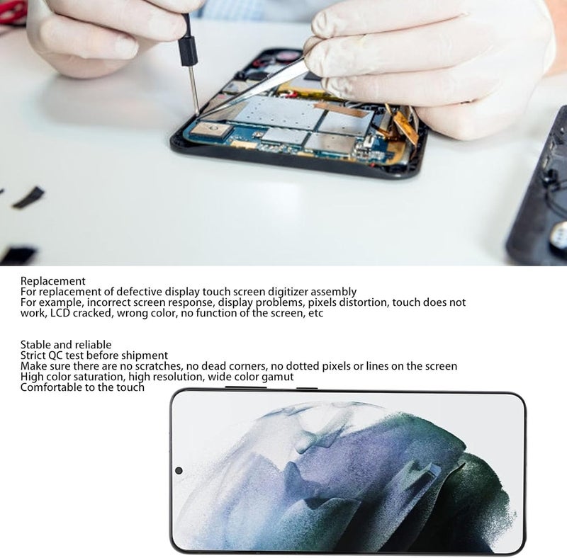 Wisoqu Phone Touch Digitizer Display Assembly, S21+5G 6.7 Inch LCD Screen Replacement with Tools, for SM G996B EU International Version, High Resolution (Black) - Image 3