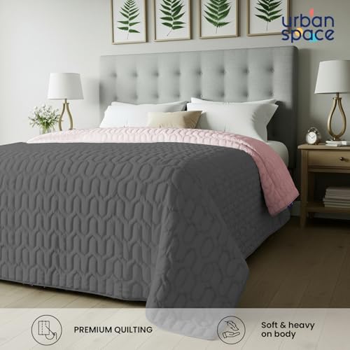 Urban Space Ultra Soft Quilted Winter Solid Comforters for Double Bed | 200 GSM | Fluffy Microfibre Reversible Solid AC Blanket/Duvet for Luxury (Grey & Rose - 88 X 95 Inches or 225 cm X 240 cm) - Image 3