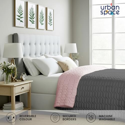 Urban Space Ultra Soft Quilted Winter Solid Comforters for Double Bed | 200 GSM | Fluffy Microfibre Reversible Solid AC Blanket/Duvet for Luxury (Grey & Rose - 88 X 95 Inches or 225 cm X 240 cm) - Image 4