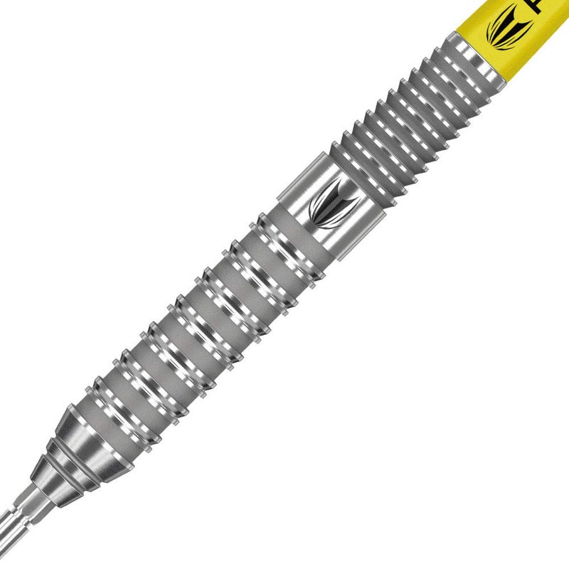 Target Darts طقم سهام دارتس تارجت بوليد 90% تنجستين بنقاط سويسرية، رأس فولاذي، مكون من 3 قطع، برميل 02، 25 جرام | مزود بمقابض احترافية، ريش دارت رقم 6، نقاط سويسرية | سهام دارتس احترافية - Image 2