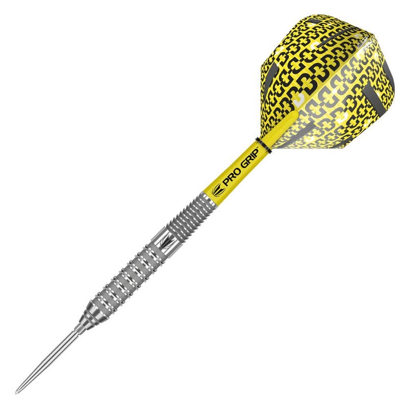 Target Darts طقم سهام دارتس تارجت بوليد 90% تنجستين بنقاط سويسرية، رأس فولاذي، مكون من 3 قطع، برميل 02، 25 جرام | مزود بمقابض احترافية، ريش دارت رقم 6، نقاط سويسرية | سهام دارتس احترافية - Image 4