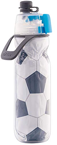 O2COOL Mist 'N Sip Misting Water Bottle 2-in-1 Mist And Sip Function With No Leak Pull Top Spout Reusable Sports Water Bottle - 20 oz (2 Pack Soccer) - Image 2