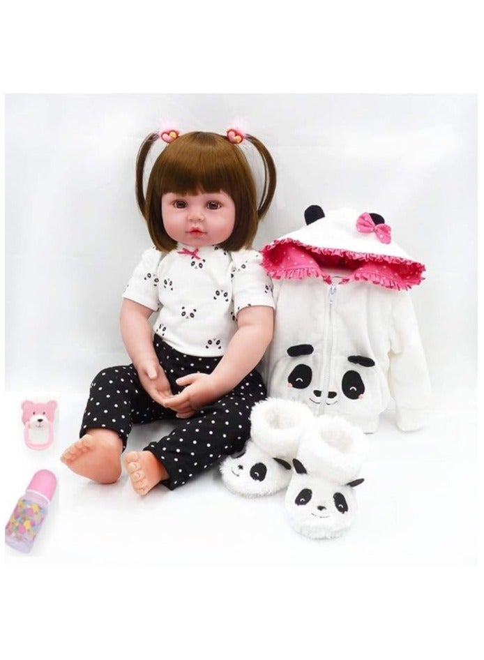 Nano Classic 18 inch Reborn Baby Doll CLoth body ,Silicone head , hand and leg Baby Doll Girl Toy- BLACK - Image 1