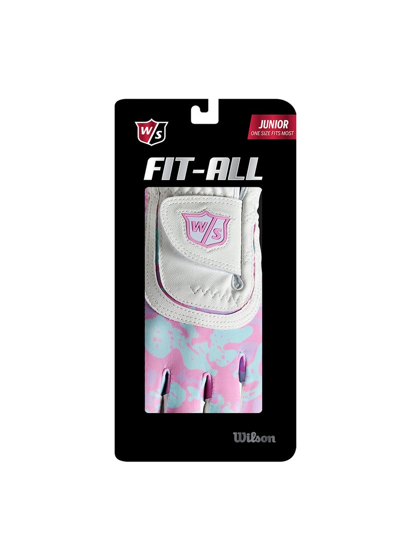 Wilson Staff Fit All Juniors White/ Pink Camoflage Golf Gloves, Left hand - Image 3