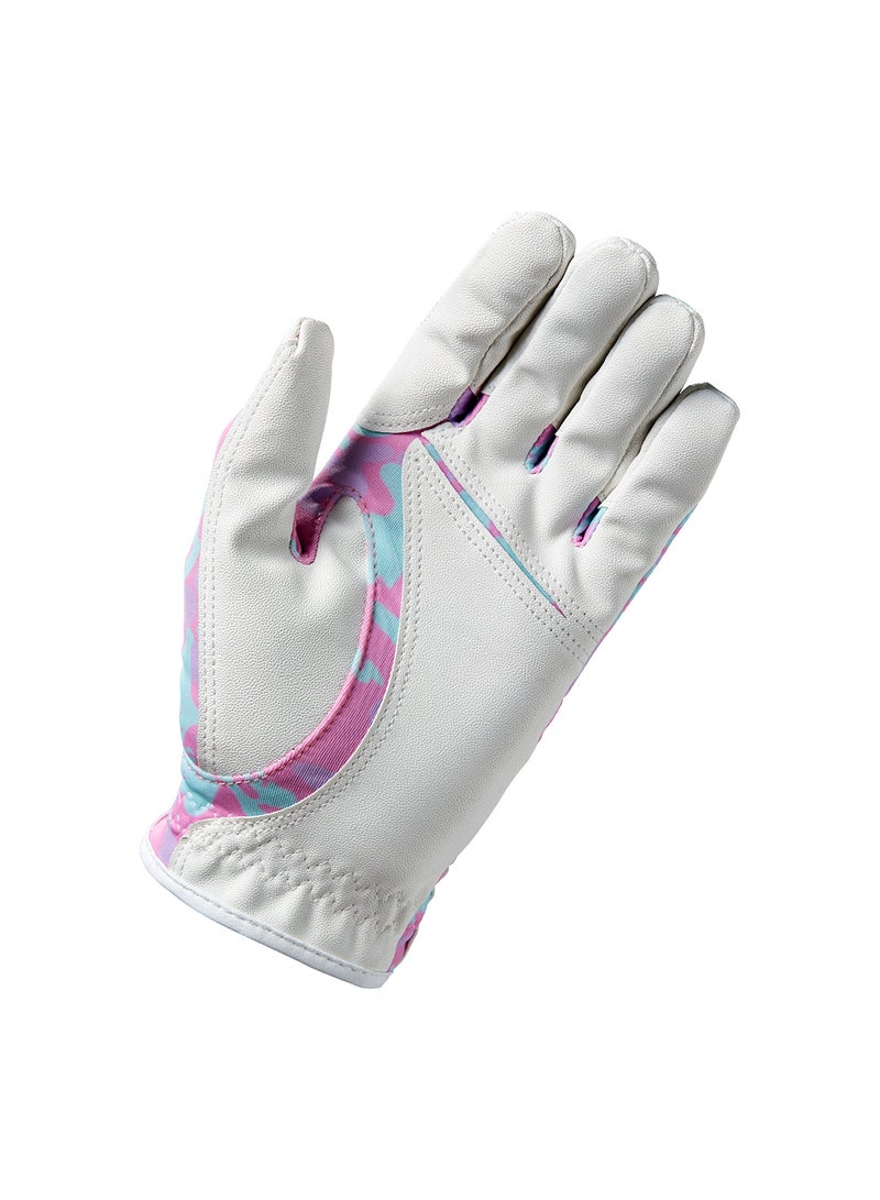 Wilson Staff Fit All Juniors White/ Pink Camoflage Golf Gloves, Left hand - Image 2