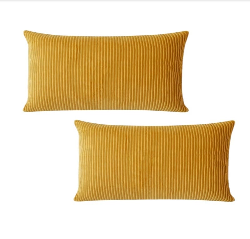 Guffaw Corduroy Rectangular Cushion Covers, Size 12x18, Pack of 2, Multiple Colors (2, Mustard) - Image 4