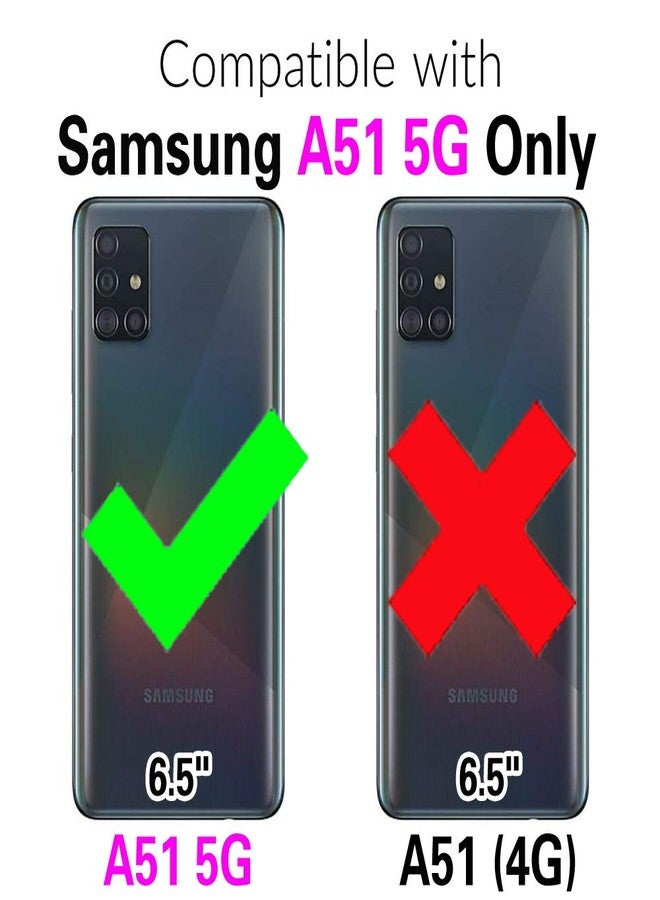 Asuwish Phone Case for Samsung Galaxy A51 5G/A 51 5G UW Verizon Wallet Cover with Tempered Glass Screen Protector and RFID Card Holder Ring Stand Leather Cell Accessories 51A G5 S51 Women Men Green - Image 2