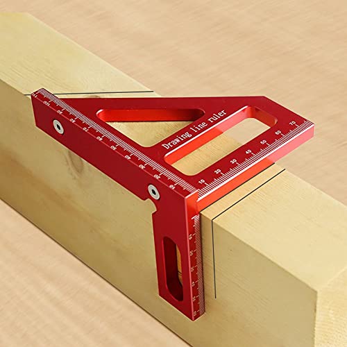 KETIPED 3D Multi-Angle Measuring Ruler,45/90 Degree Aluminum Alloy Woodworking Square Protractor,Drawing Line Ruler, Miter Triangle Ruler High Precision Layout Measuring Tool for Engineer Carpenter,R - Image 1