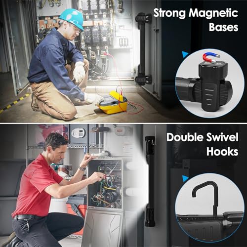 ropelux Work Light, 2500LM Ultra Bright, 5200mAh Rechargeable LED Work Lights, Magnetic Underhood Work Light Bar with Hooks, Portable Mechanic Light for Car Repairing Inspection Garage Workshop Emergency - Image 5