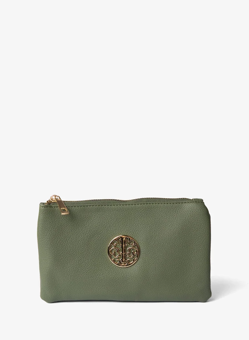 بلو فانيلا Detailed Zip Up Purse With Detachable Strap