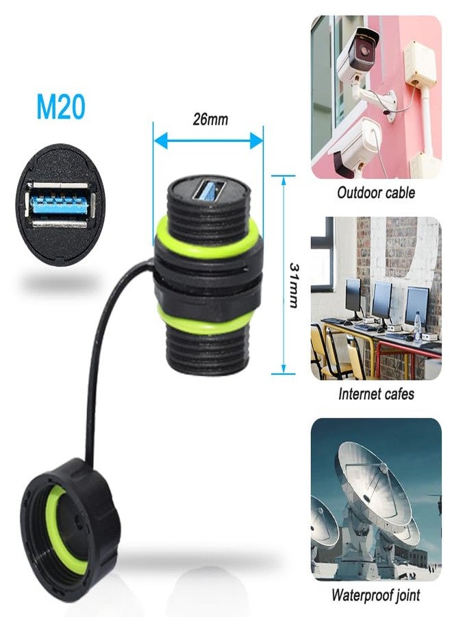 ELifeApply Waterproof Panel USB Connector, Waterproof IP68 USB 3.0 Panel Mount Connector, Female to Female, Bulkhead Extension Adapter, YPM20 2 PCS Pack - Image 5